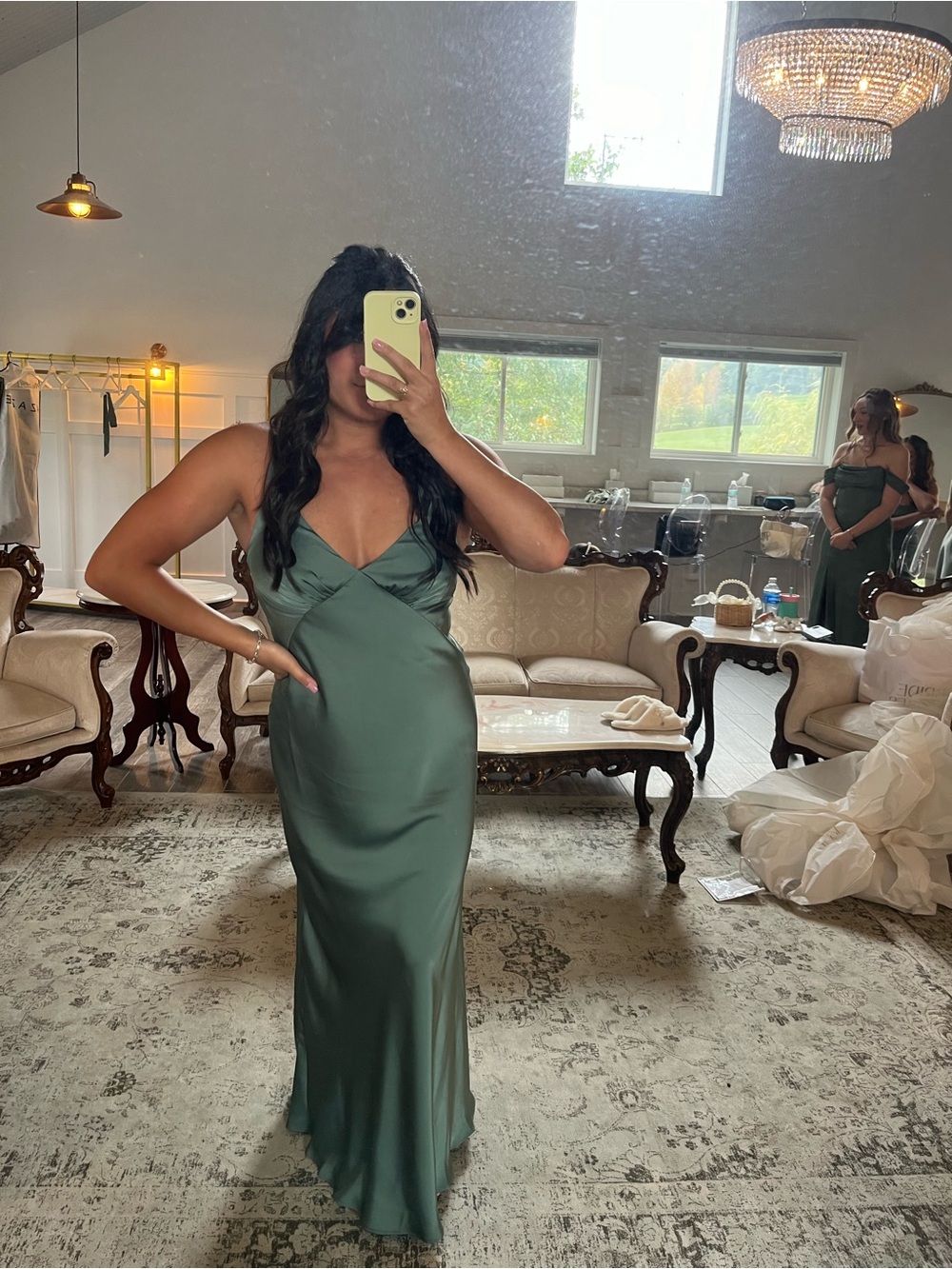 Birdy Grey Eucalyptus Matte Satin Veronica Dress - Picture 1 of 4